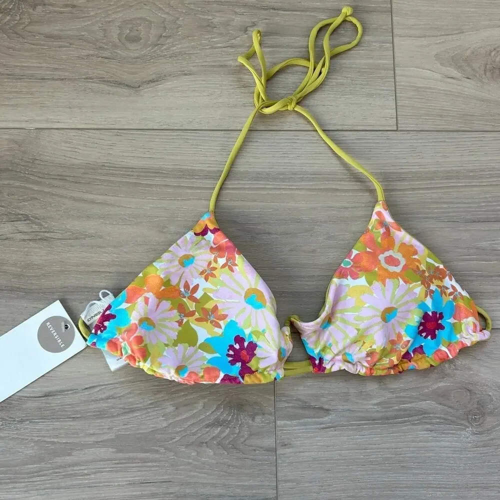 O'Neill Brasilia Floral Madrid Reversible Bikini Top NWT Size Large